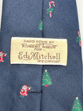 Vintage Neck Tie Robert Talbott for Ed Mitchell Navy Blue Christmas Images