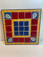 Pier 1 Red, Blue, & Yellow Mosaic Tile Trivet / Hot Pad 12" x 12"