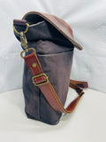 R.Riveter Original Canvas Handbag Purse Black with Leather Flap Distressed Extreme Wear Messenger Bag