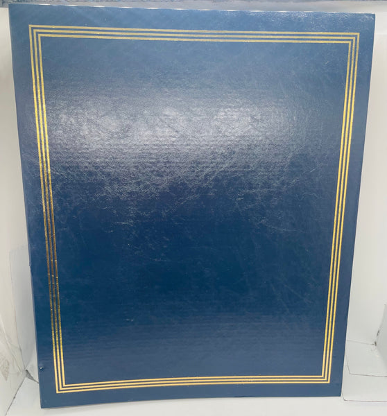 NEW! Scrapbooking Book Navy Blue & Gold Cover Paper Pages 12" x 15"