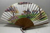 Vintage Khidi Korea Hand Fan Wooden with Painted Paper Fan