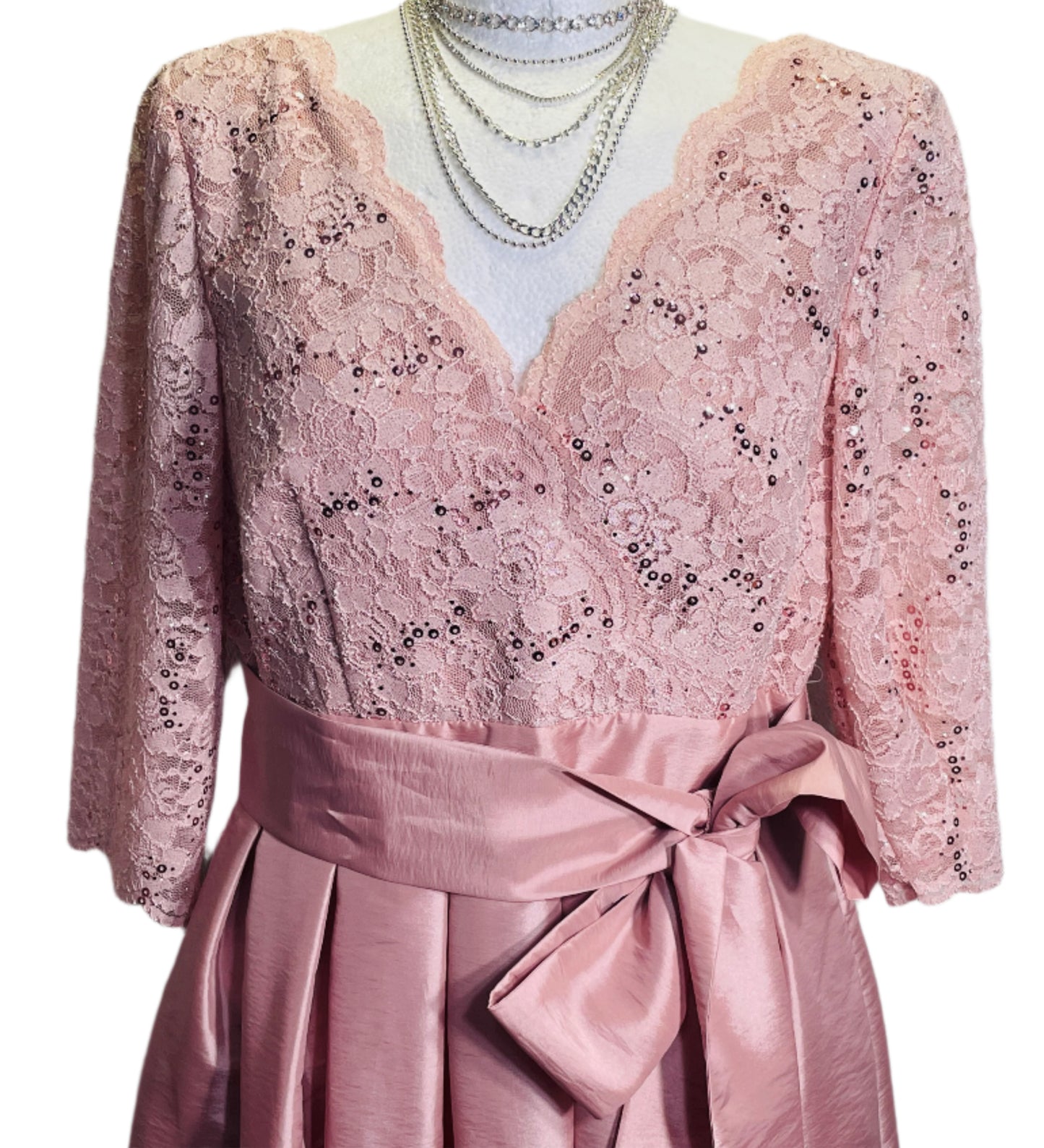 EUC Jessica Howard Dress Formal Mother of the Bride Prom Rose Gold/Blush Pink Ladies 12