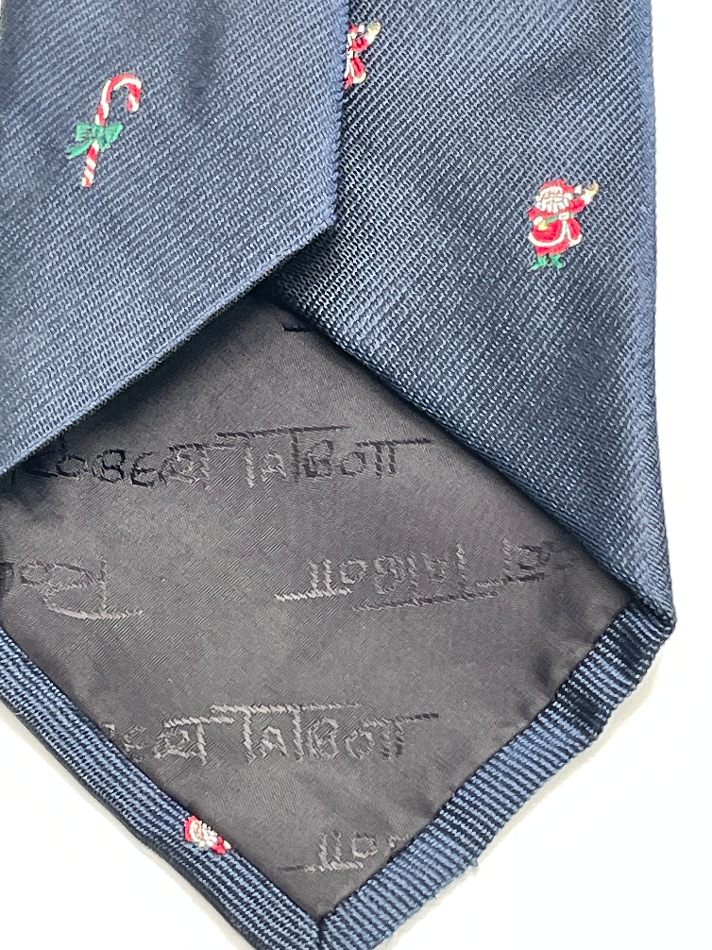 Vintage Neck Tie Robert Talbott for Ed Mitchell Navy Blue Christmas Images