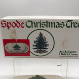 NIB Spode Christmas Tree Stick Butter Dish & Cover