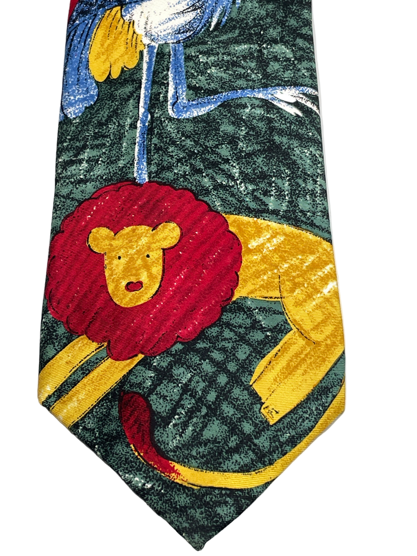 Vintage Tie 1991 WWF World Wildlife Fund RN 30187 100% silk Burgundy with Zoo Animals RN 30187