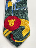 Vintage Tie 1991 WWF World Wildlife Fund RN 30187 100% silk Burgundy with Zoo Animals RN 30187