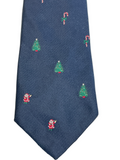 Vintage Neck Tie Robert Talbott for Ed Mitchell Navy Blue Christmas Images