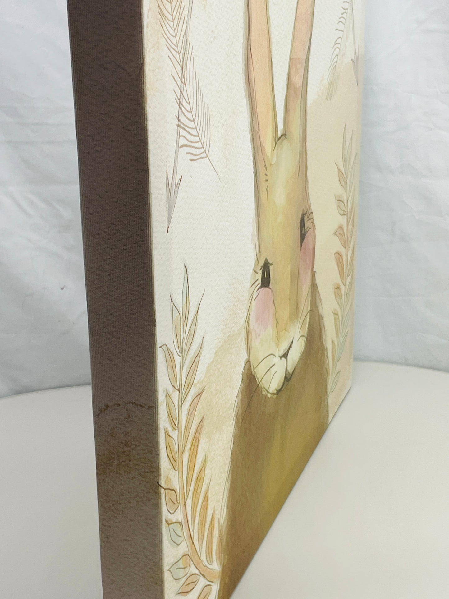 Wall Art Soft Brown Bunny Print on Canvas 15" x 15"