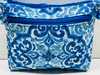 Handmade EUC Purse Crossbody Blue Floral Small 8"