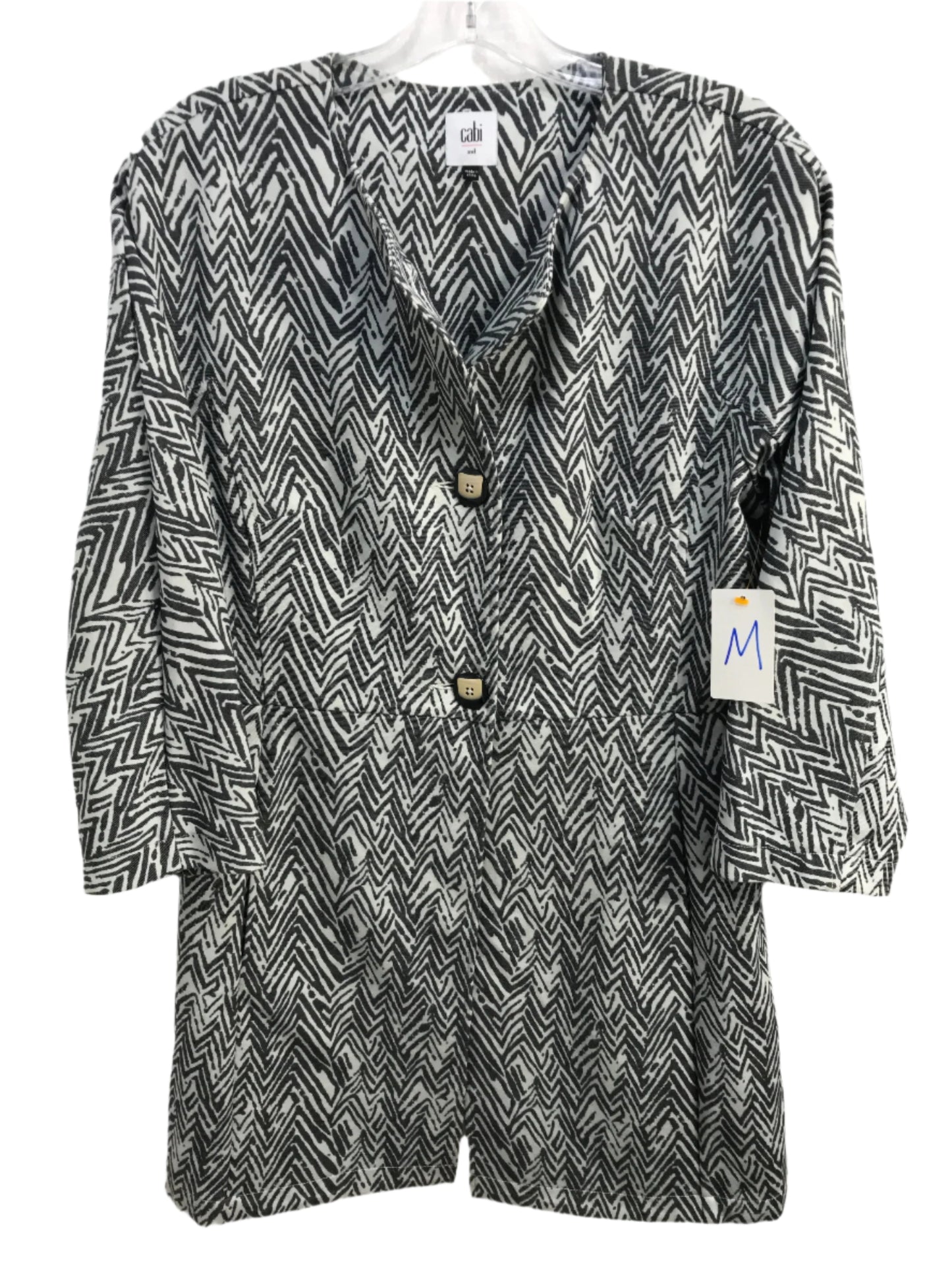 Cabi Black & White Chevron Jacket Ladies M