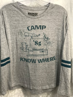 Stranger Things Gray "Camp Know Where '85" Shirt Ladies M