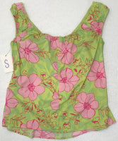Maternity Clothing: California Concepts Tank Shirt Hawaiin Theme Green Floral SMALL