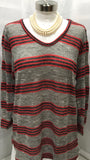 I'm in Love with Derek Sweater V Neck Multi Color Red Black Gray Stripes Juniors 2X