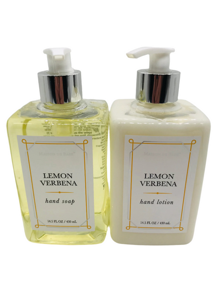 NEW! Maison De Base Lemon Verbena 14.5 oz Hand Lotion & Hand Soap Set 2 pcs