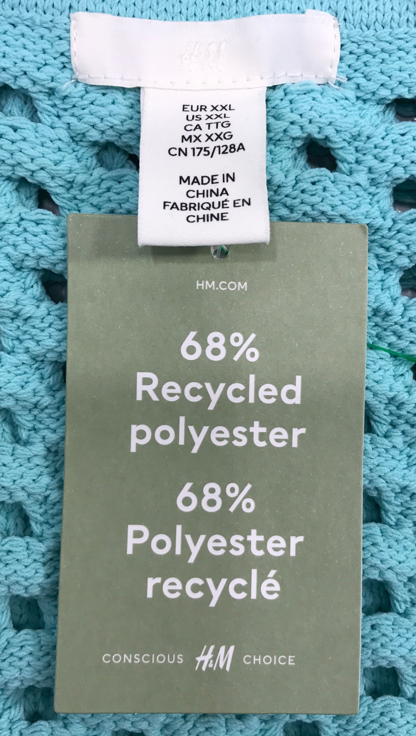 NWT H&M Hole-Knit Dress Teal Ladies XXL