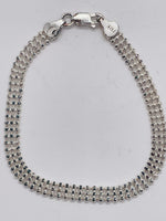 Sterling Silver 925 BRACELET 3 Strand Flat Beaded