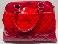 Kenneth Cole Reaction Large Purse Red Quilted Faux Patent Leather HAS WEAR