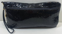 Small Crossbody Purse/Wristlet Black Metal Mesh 9" x 6"