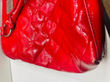 Kenneth Cole Reaction Large Purse Red Quilted Faux Patent Leather HAS WEAR