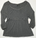 Maternity Clothing: Madison Shirt 3/4 Sleeve Gray Scoop Neck SMALL