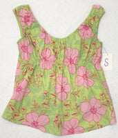 Maternity Clothing: California Concepts Tank Shirt Hawaiin Theme Green Floral SMALL