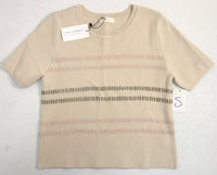 All:Row NWT Everest Boutique Beige Green & Pink Thread Shirt Ladies S