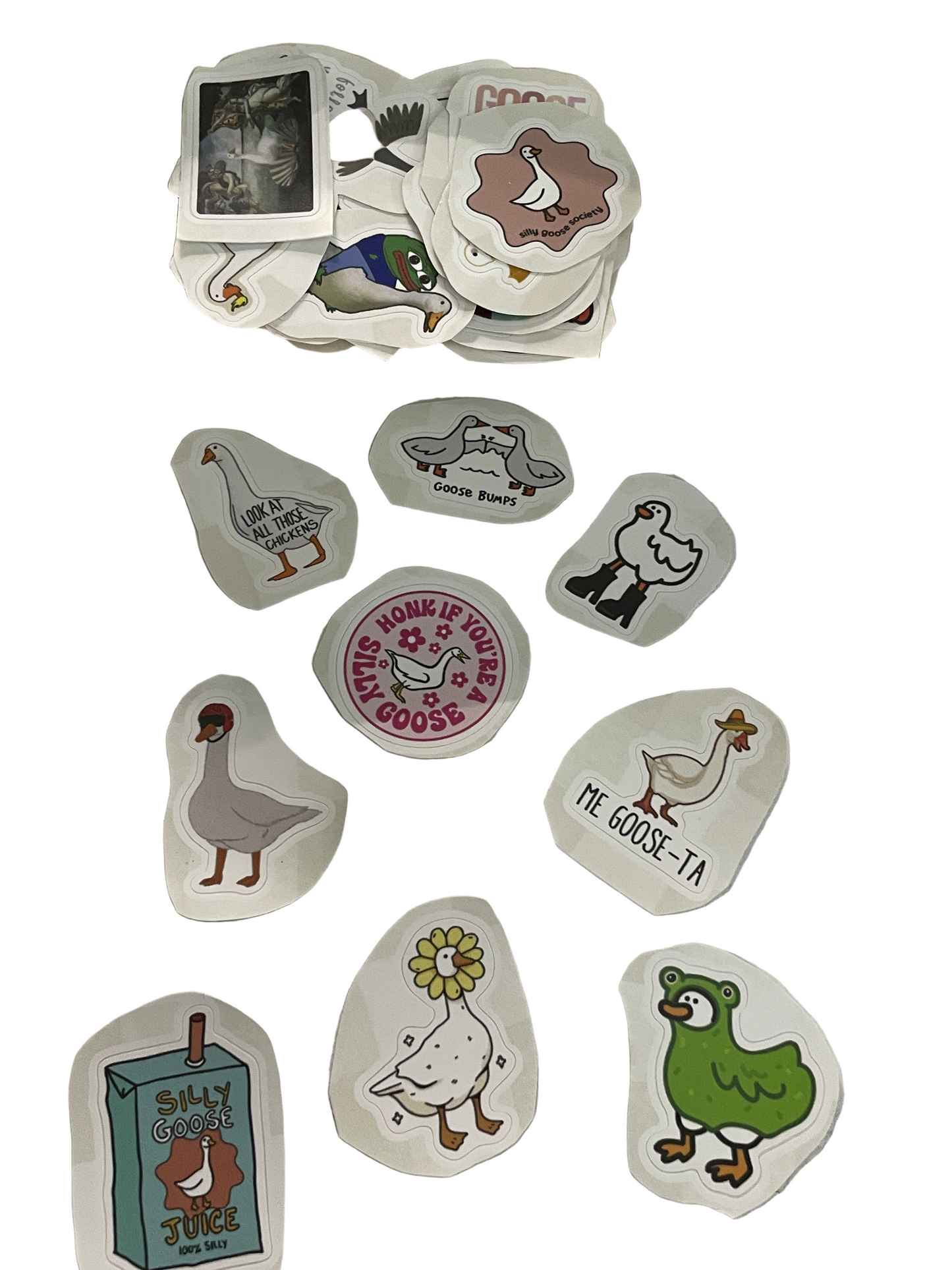 100Pcs Silly Goose Stickers for Laptop - Funny Sarcastic Decals Vinyl Stickers Goose Party Favors PRE CUT