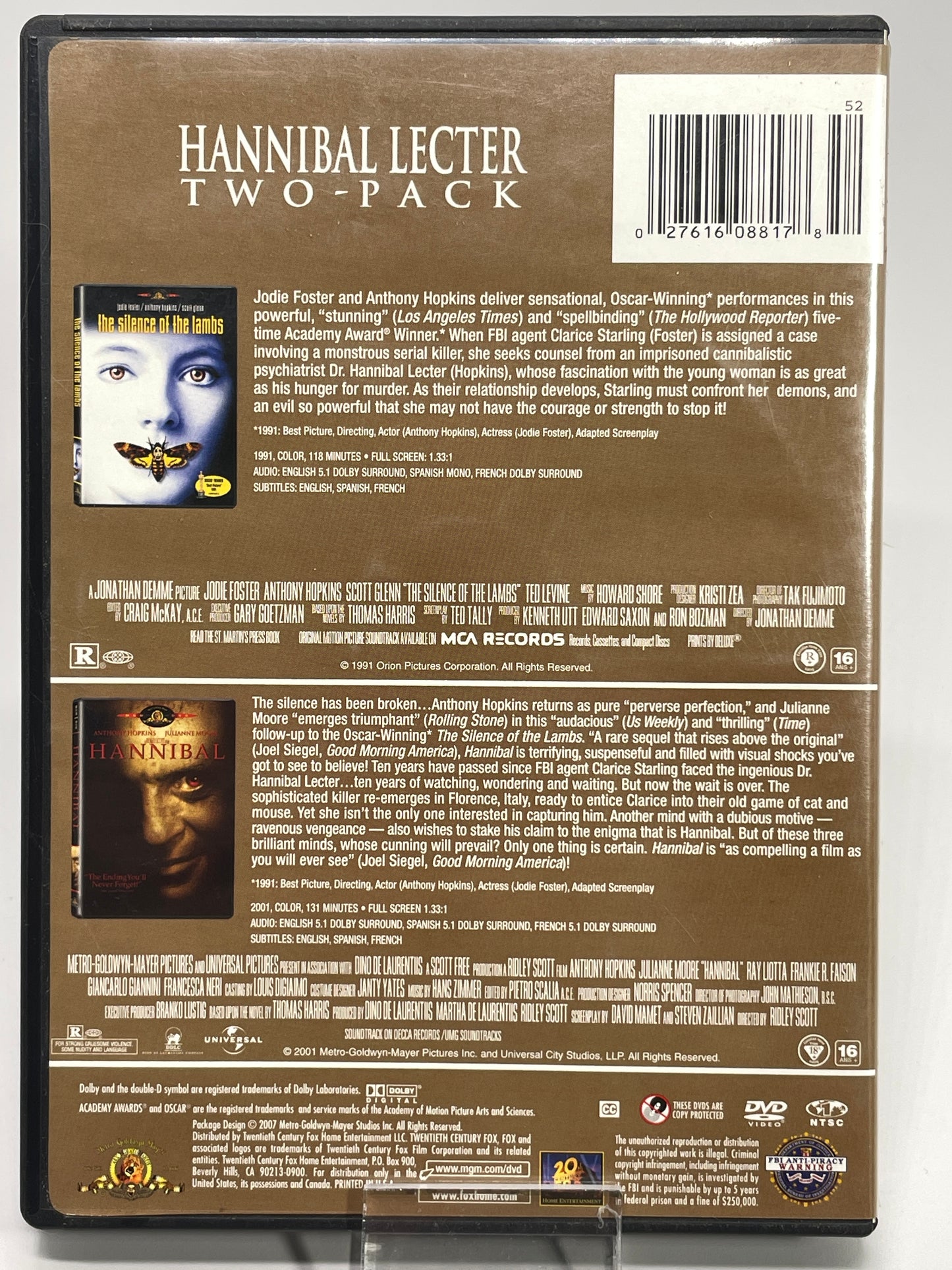DVD 2007 Hannibal Lecter Two-Pack: Silence of the Lams / Hannibal