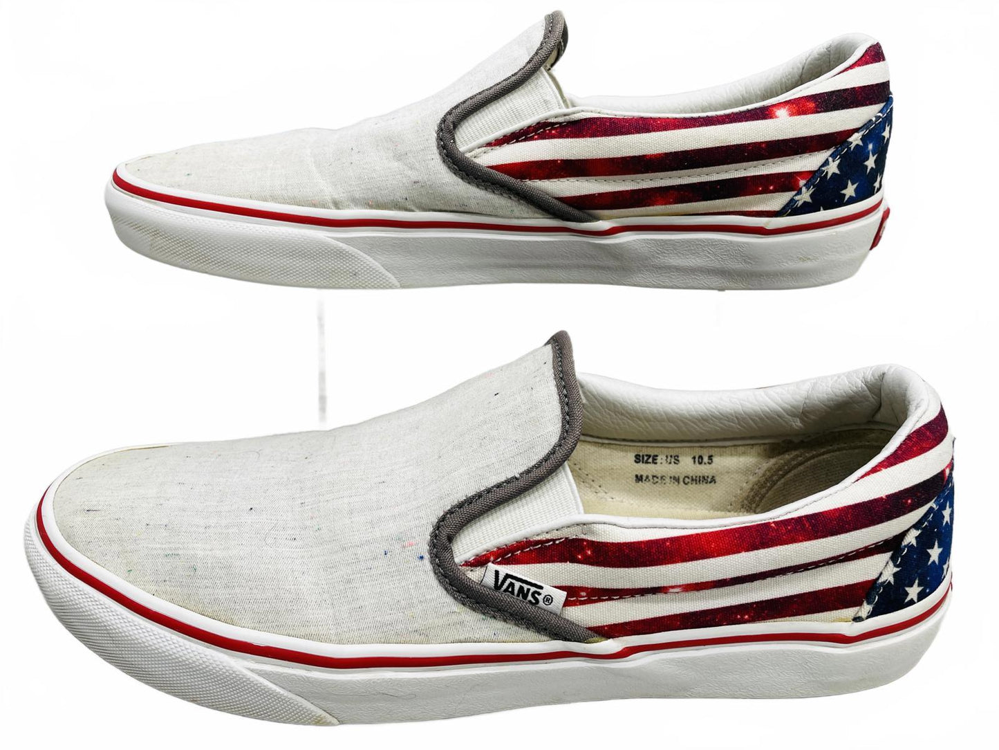 Vans Canvas Classic Slip On 2 Tone US Flag Shoes Mens 10.5
