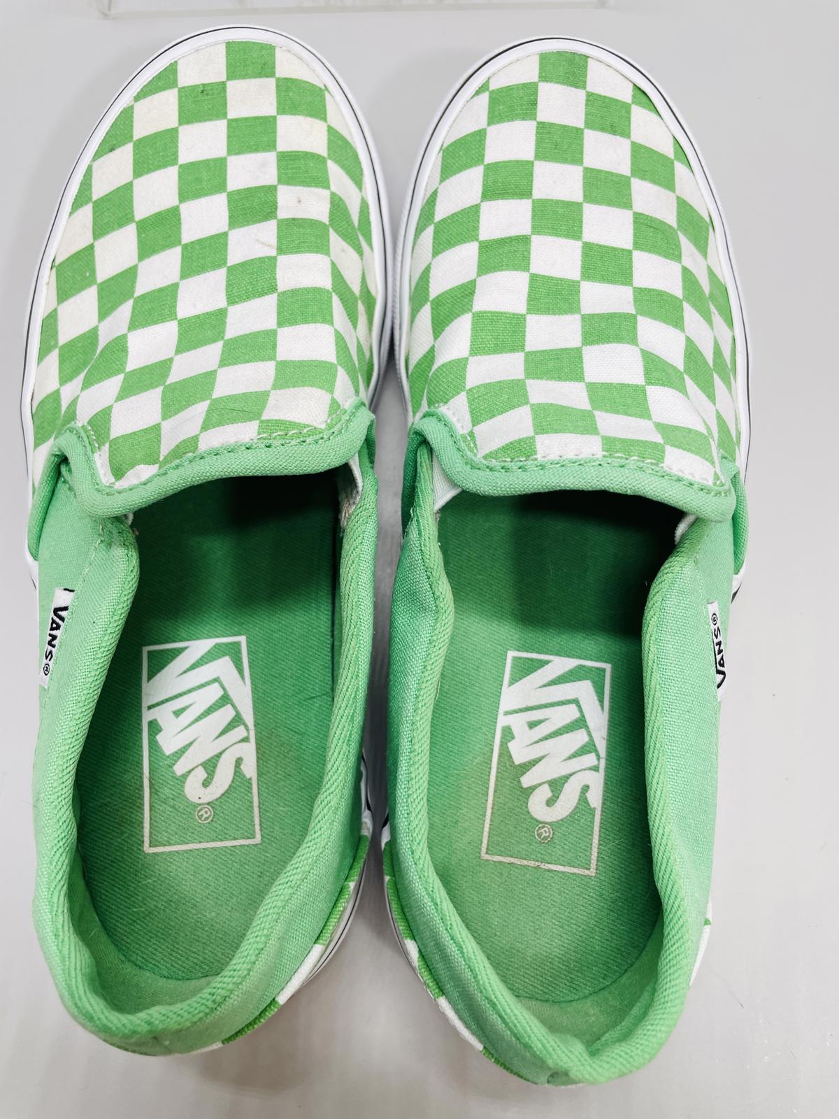 Vans Classic Slip In Green / White Checkerboard Shoes Wmns 6
