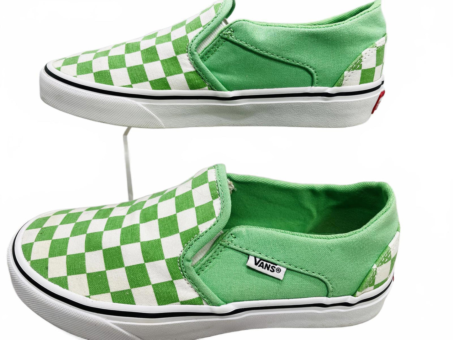 Vans Classic Slip In Green / White Checkerboard Shoes Wmns 6