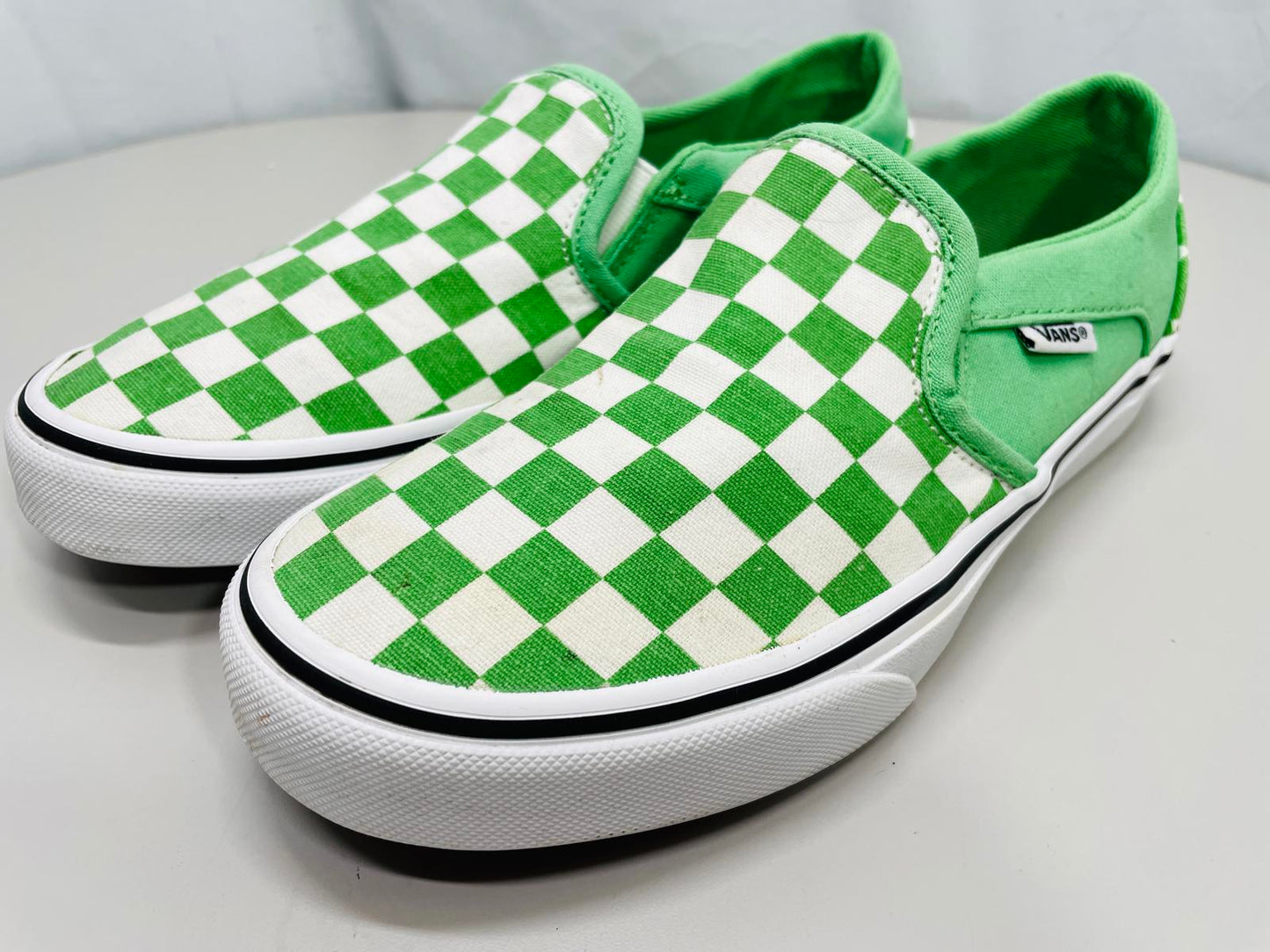 Vans Classic Slip In Green / White Checkerboard Shoes Wmns 6