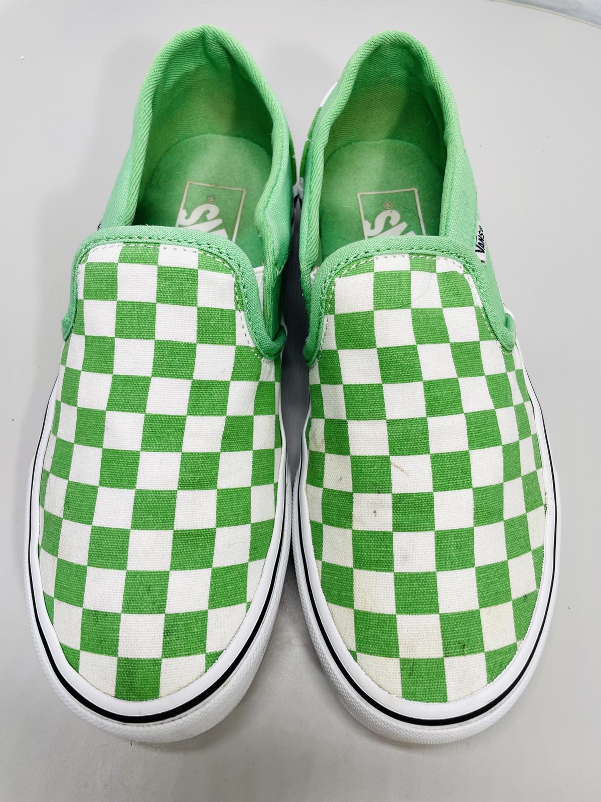 Vans Classic Slip In Green / White Checkerboard Shoes Wmns 6