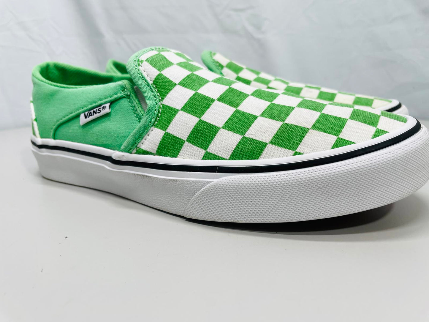 Vans Classic Slip In Green / White Checkerboard Shoes Wmns 6