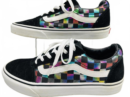Vans Ward Iridescent Rainbow Checkerboard Shoes Wmns 9