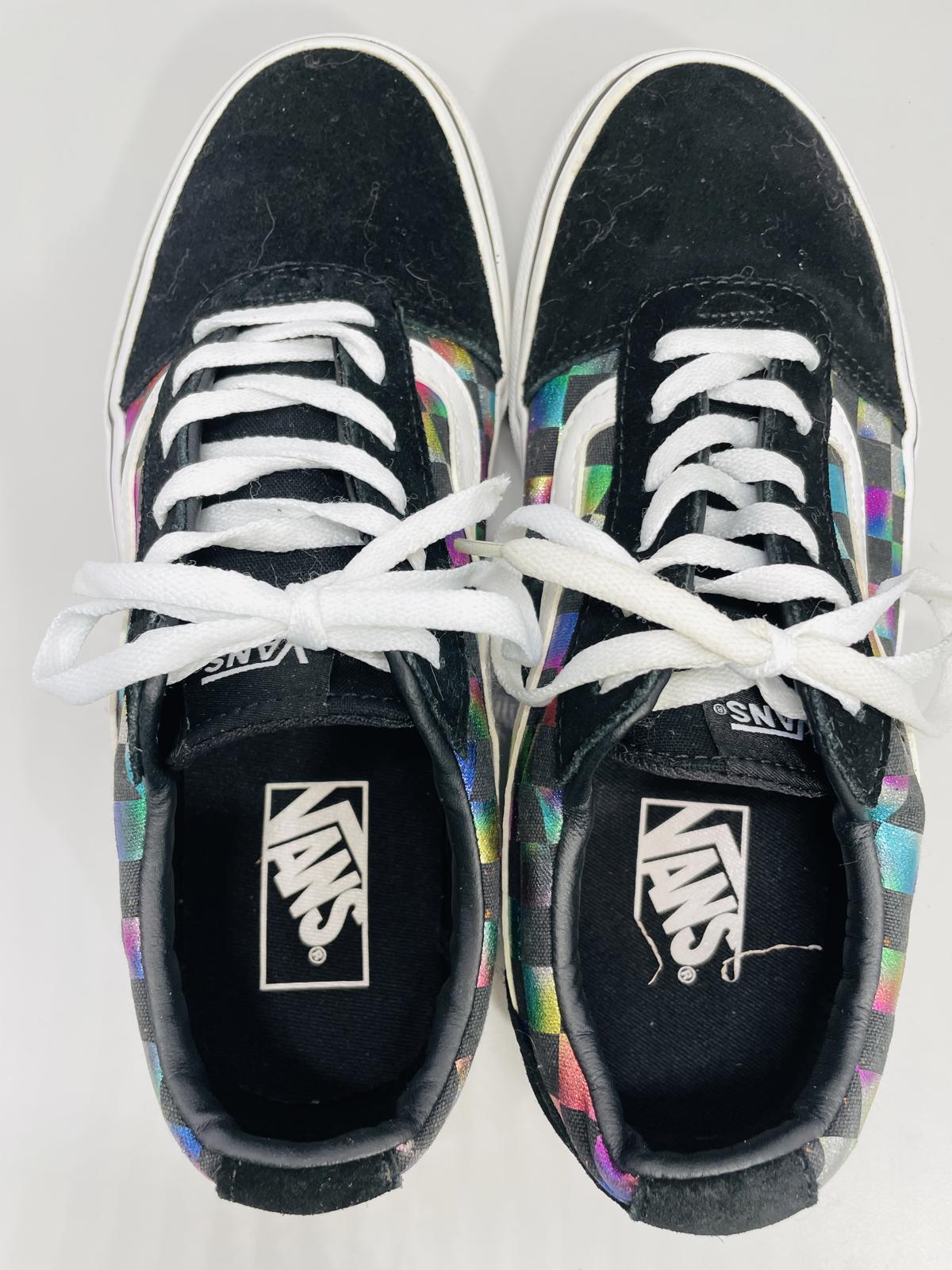 Vans Ward Iridescent Rainbow Checkerboard Shoes Wmns 9