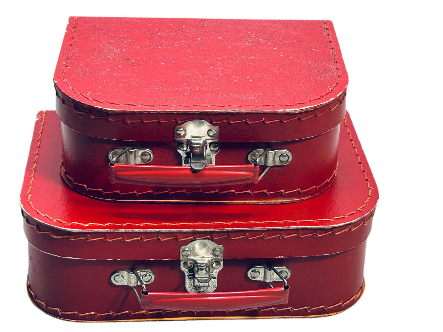 Vintage Petit Jour 2 Pc Red Doll Luggage Set Lunchbox Cardboard