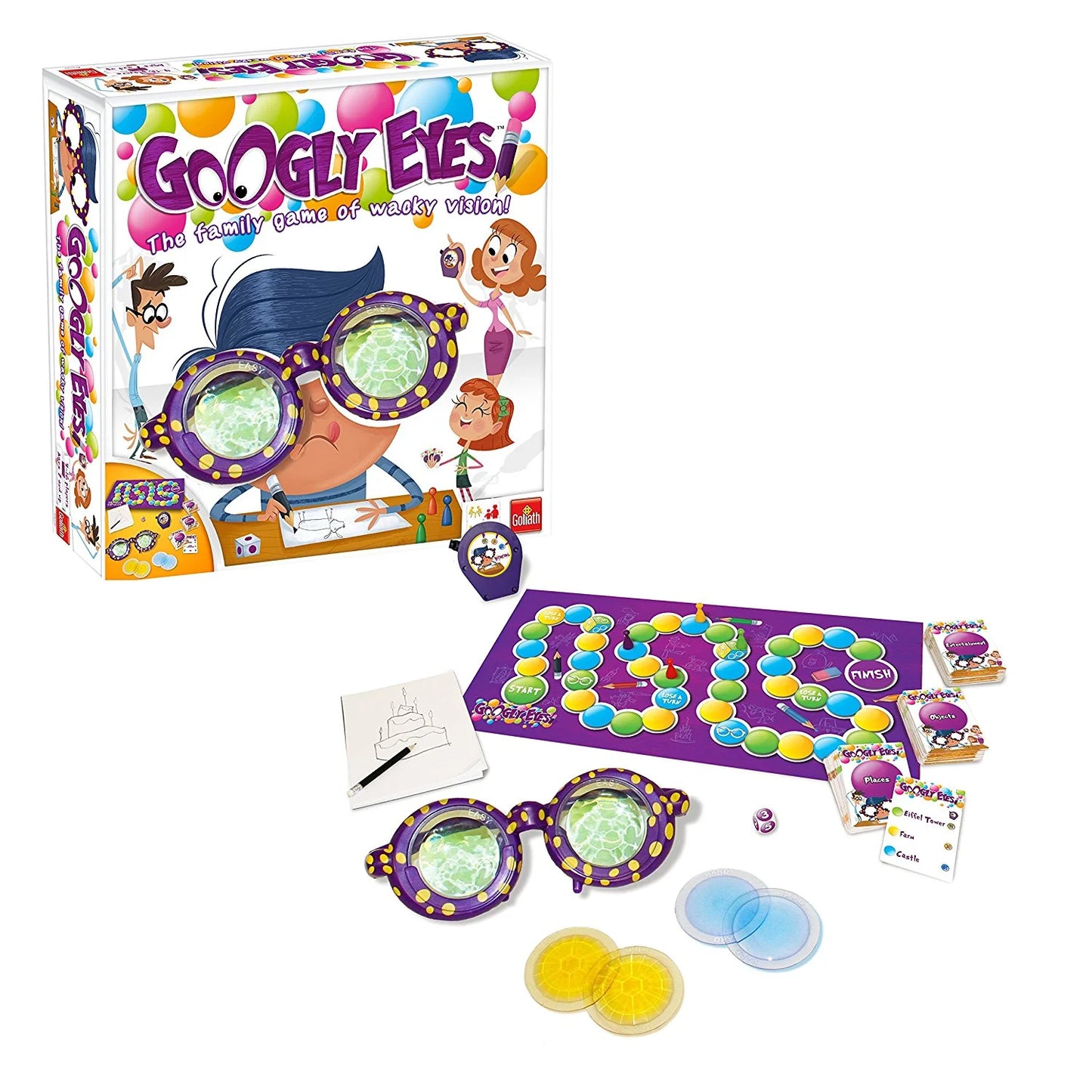 2014 Goliath Googly Eyes Board Game COMPLETE The Family Game of Wacky Vision!