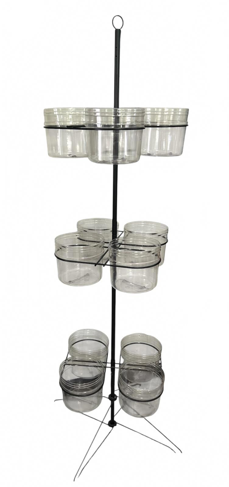 3 Tier Rack Spinner with 12 Plastic Buckets 5' tall Retail, Garden LOCAL PICK UP