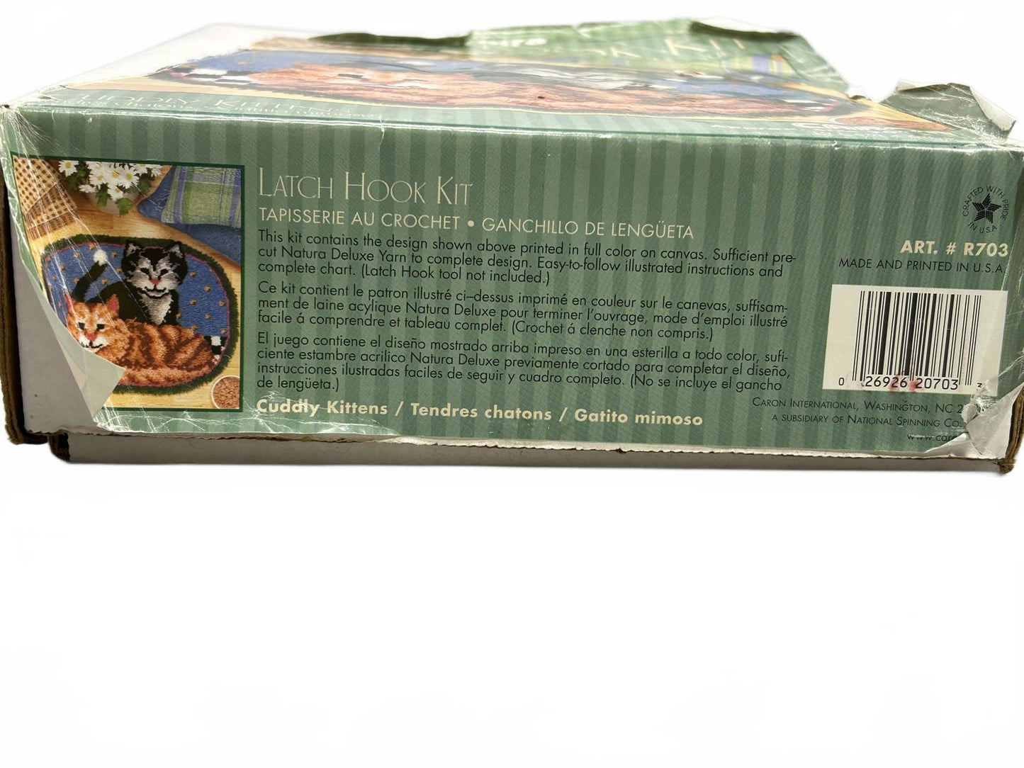 2009 Caron R703 Latch Hook Kit Cuddly Kitties Small Rug PARTIALLY STARTED 20x27