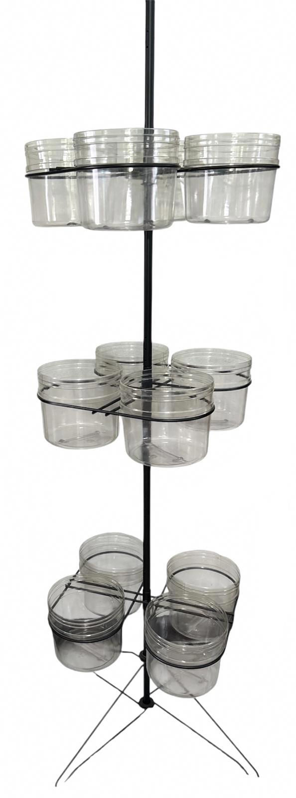3 Tier Rack Spinner with 12 Plastic Buckets 5' tall Retail, Garden LOCAL PICK UP