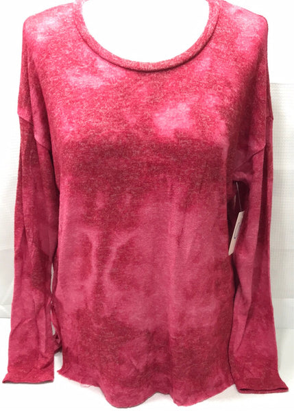 American Eagle Red and White Distressed Long Sleeve Shirt Ladies S