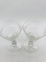 2 PC Night Cap Spirits Crystal Glass Set 4" tall  Clear Diamond Pattern