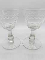 2 PC Night Cap Spirits Crystal Glass Set 4" tall  Clear Diamond Pattern