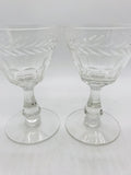 2 PC Night Cap Spirits Crystal Glass Set 4" tall  Clear Diamond Pattern