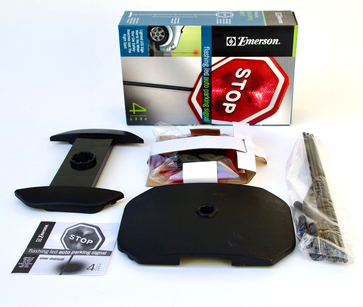 NEW! Emerson Flashing LED Auto Parking Signal LED STOP SIGN POST NIB 4 feet tall